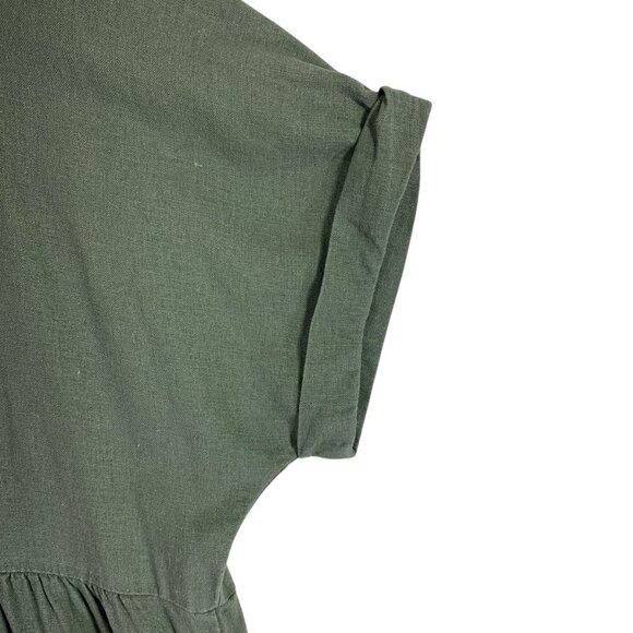 khaki /olive linen blend tunic dress pull on Briggs New York size medium - Picture 8 of 14